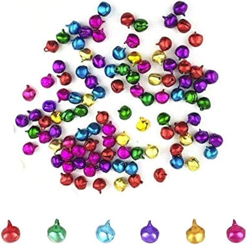 LASSUM 200 campanas pequeñas de cascabel de 0.315 pulgadas para hacer pulseras, tobilleras, collares, tejerhacer joyas (dorado)