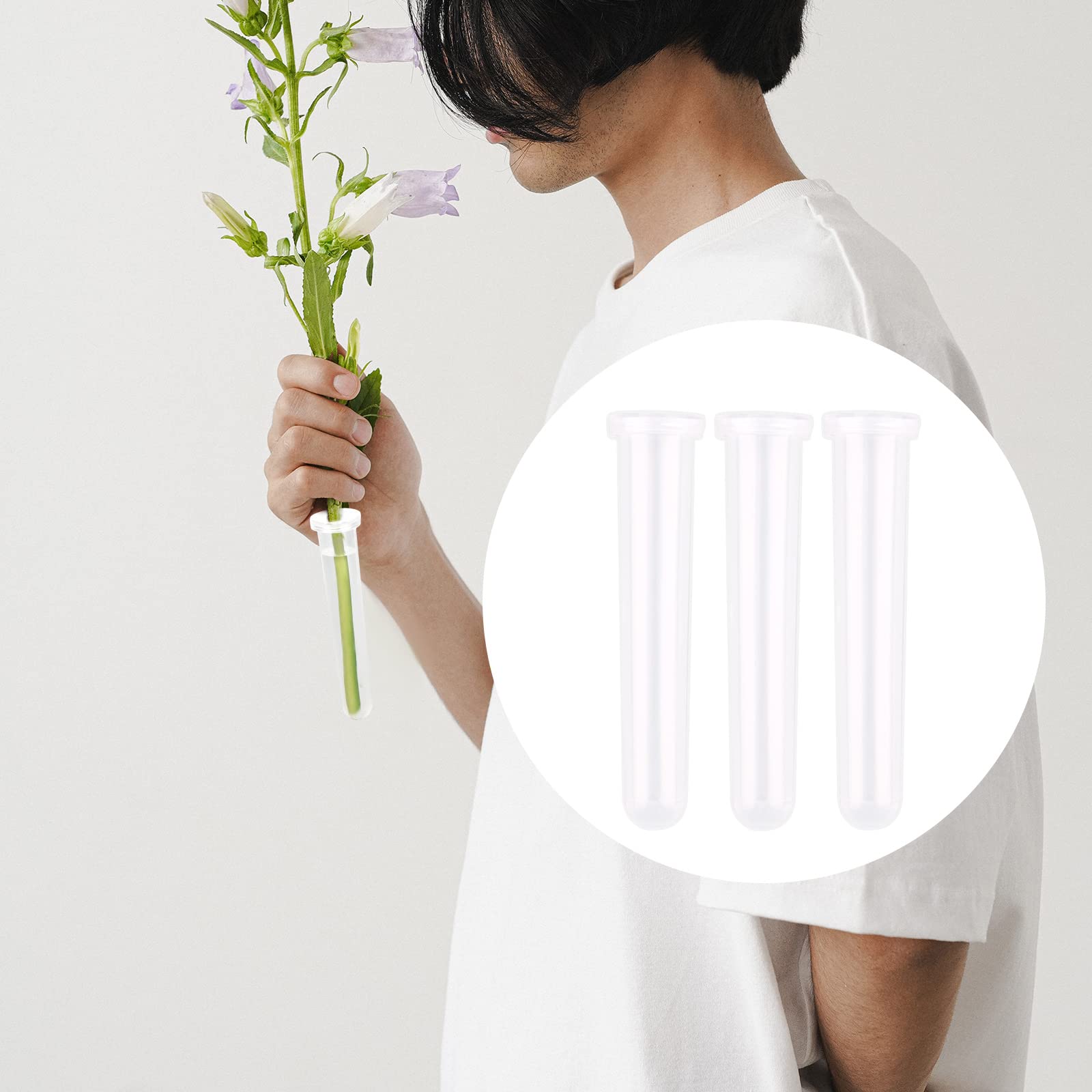 50 stuks transparante plastic bloem waterbuizen bloemen buis voor bloemstukken (7cm