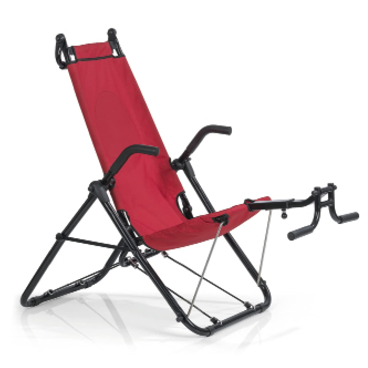 MAXXMEE Allenatore di inversione Deluxe | Per tutte le età, per tutti i livelli di fitness | per rafforzare i muscoli della schiena, addominali e gambe, portata fino a 120 kg, pieghevole [rosso/nero]