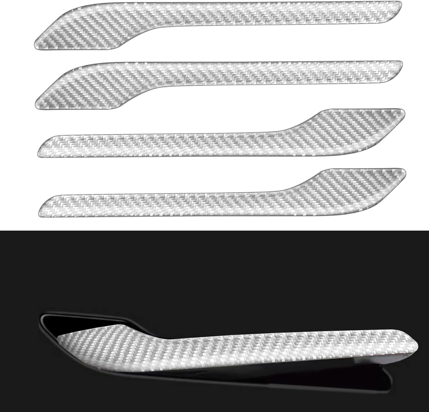 Carbon Fiber Door Handle Cover for Tesla Model 3(2017-2025) Model y(2020-2025),Real Carbon Fiber 3D Sticker Wrap Covers,Tesla Door Handle Protection Accessories (Black)