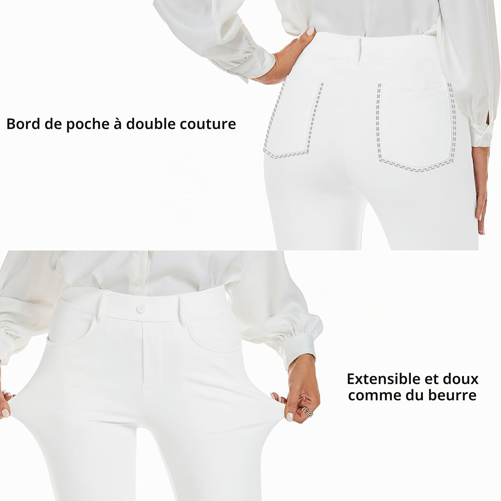 adorence Pantalon Femme Chic et Élégant, Pantalon Patte d'Elephant Femme, Taille Élastique, 4 Poches, Parfait pour Business et Sport, Pantalon Habillé pour Femme