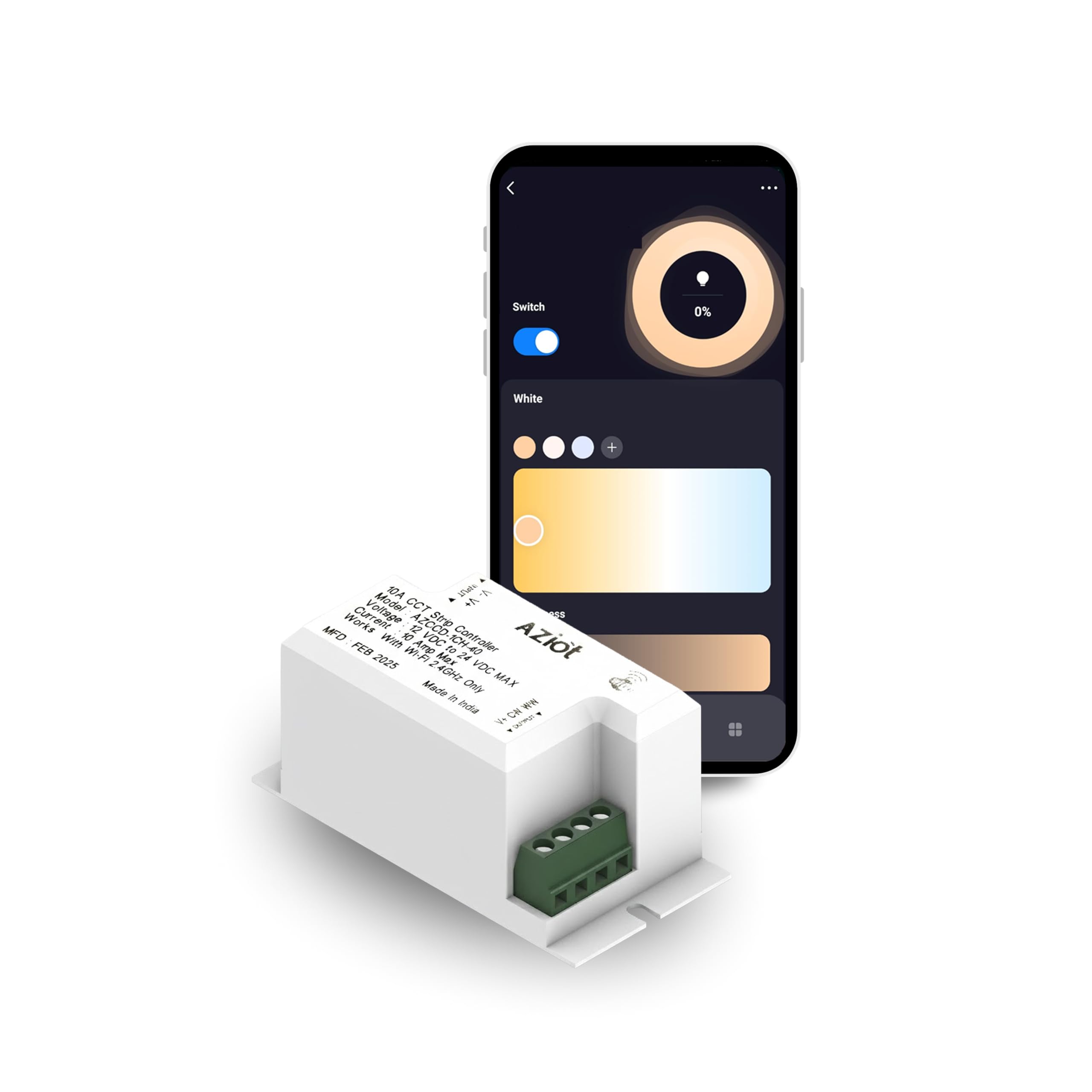 AZIOT 10A CCT Strip Light Controller, WiFi LED Controller, 12V-24VDC, Smart App & Voice Control, Adjustable Color Temperature & Brightness, No Hub Required-image-39