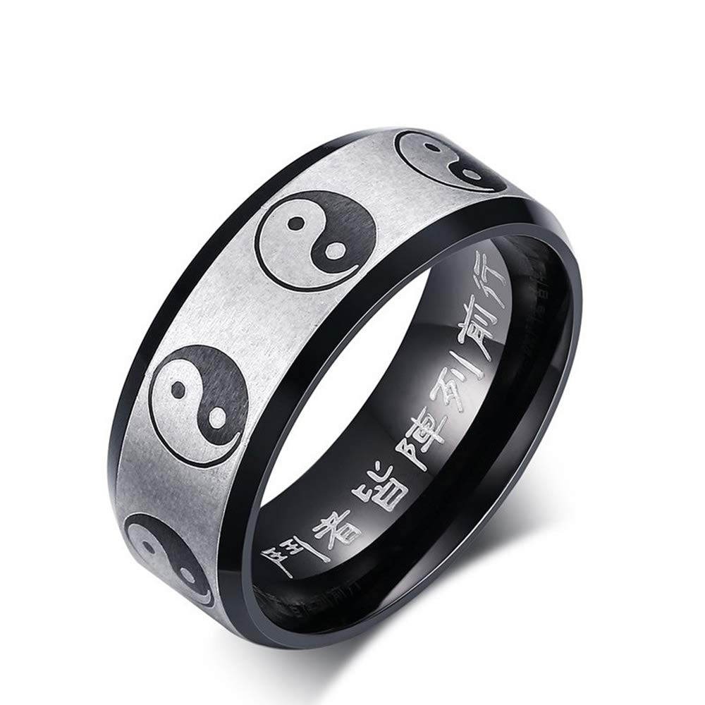OIDIMSOIDIMS Yin Yang Band Rings for Men Women Chinese Style Ring Tai Chi Mid Knuckle Finger Fashion Personalized Jewelry Beveled Edge Cool Style Punk Hypoallergenic Stainless Steel Comfort Fit Boyfriend