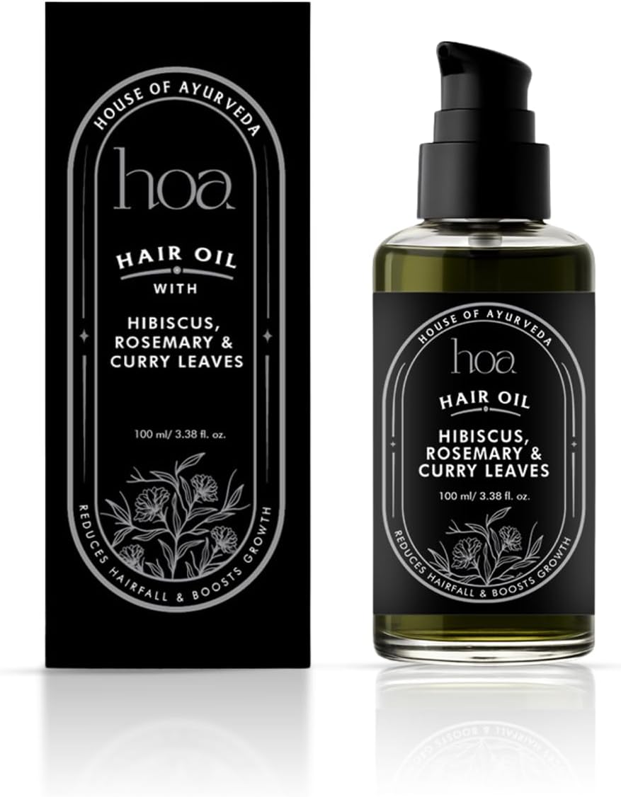 Hair Oil with Hibiscus, Curry Leaves and Rosemary for Hair Fall Control, Frizz Control, Hair Growth & Dandruff Relief | Natural, Lightweight & Non-Sticky - 100ml