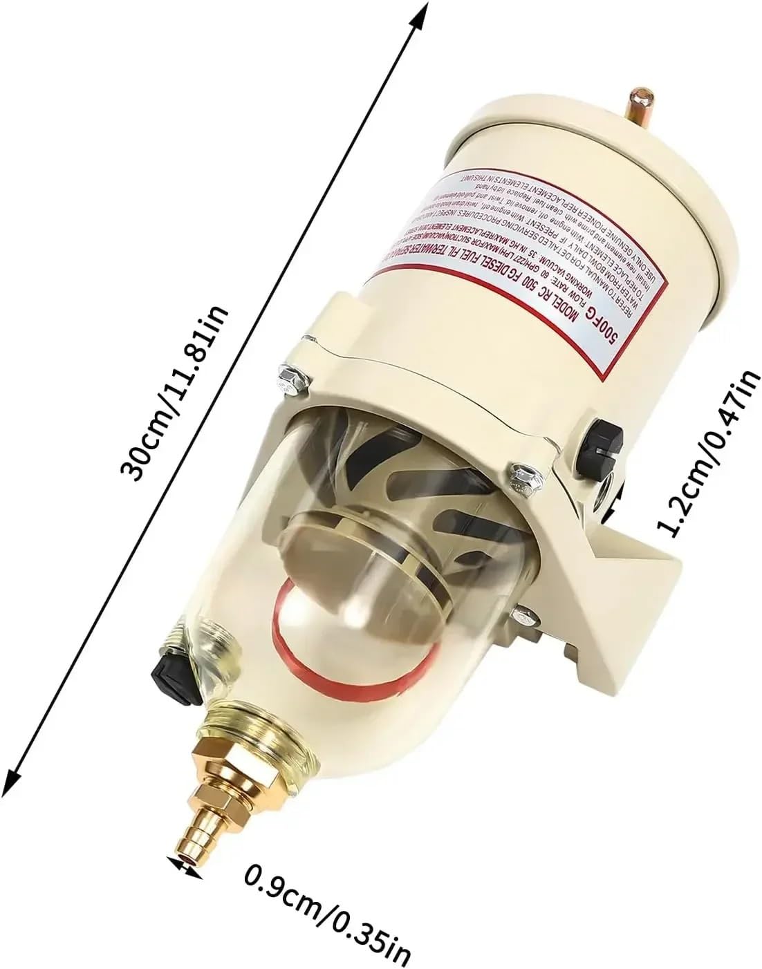 Filtro de gasolina Filtro de combustible Separador de agua con filtro de combustible diésel, aceite de gasolina para camión marino 500FG 500FH con perno 60GPH para coches grandes
