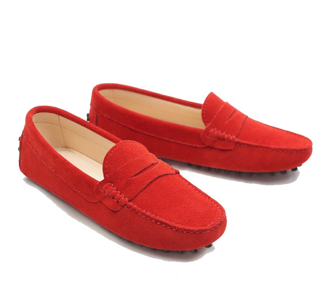 Mocasines planos de piel de ante para mujer, cómodos, casuales, para caminar, para conducir, mocasines, zapatos de senderismo