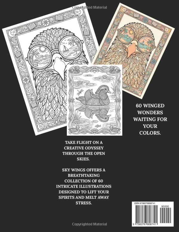A COLORING JOURNEY SKY WINGS Find Freedom in Flight: A Creative Art Therapy Journey with Detailed Bird Mandalas and Nature Scenes: An Adult Coloring ... Parrots for Stress Relief and Relaxation image 3