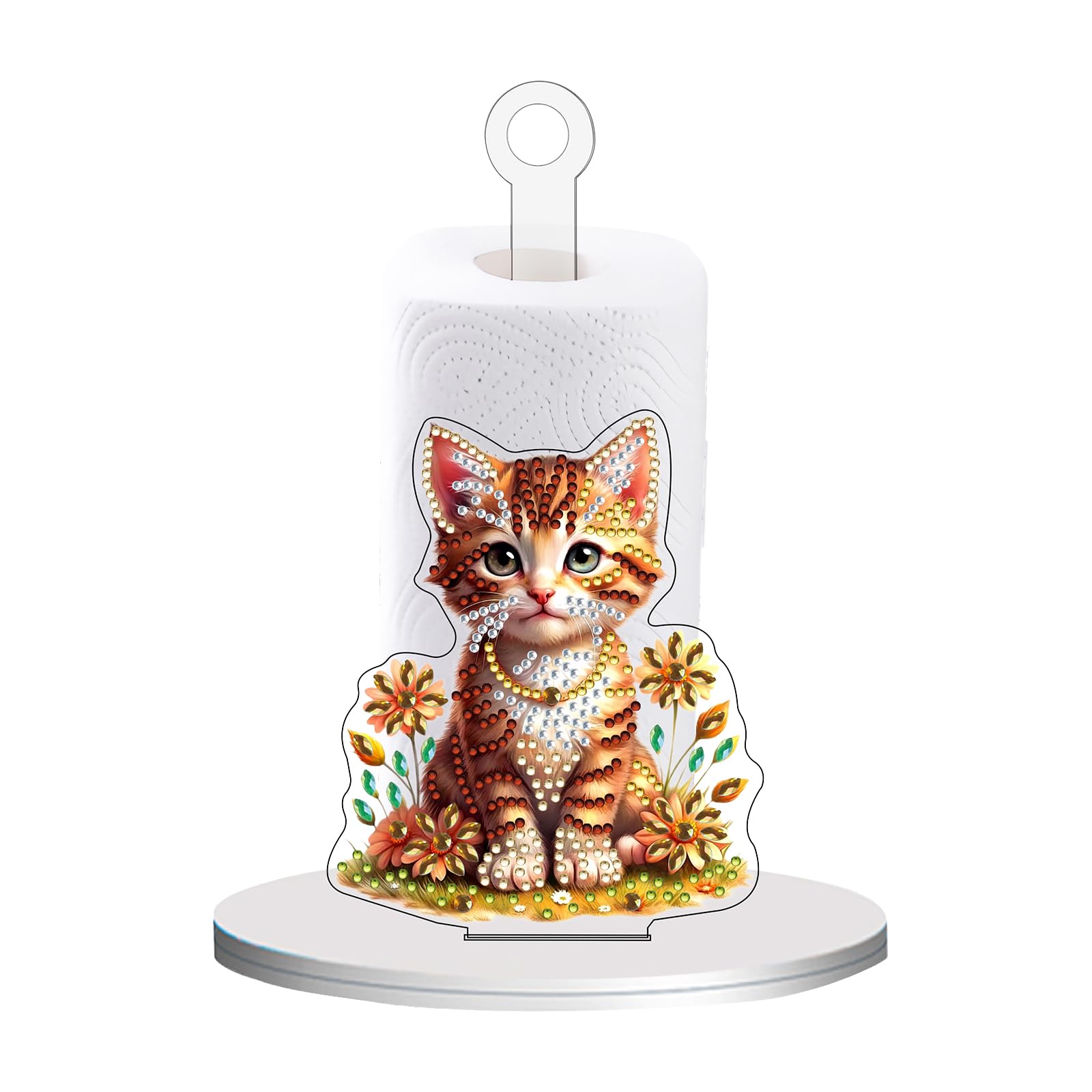 Ginger Kitten DIY Resin Diamond Painting Tissue Holder for Adults 10.24x5.12 Inch Desktop Paper Towel Stand for Home Decor & Gifts