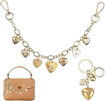 BATHRINS 2 Pcs Bag Purse Charm Chain for Handbags, Gold Bag Charms Replacement Extender Chain Strap Vintage Keychain Accessories for Women