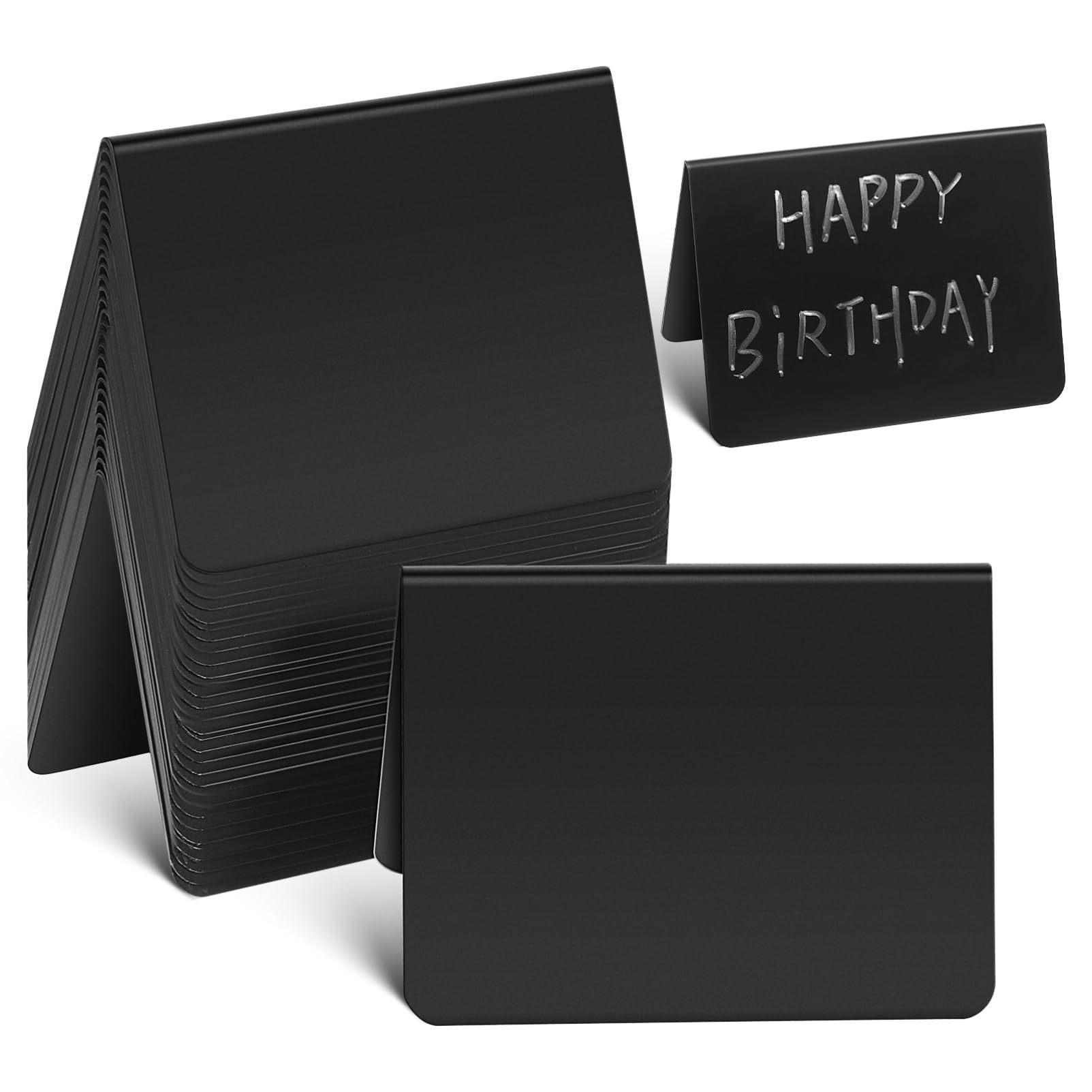 Mini Letreros de Pizarra para Comida Negros en Pvc, 40 Piezas | Formato en V, para Restaurante y Fiestas, Uso en Buffet, Diseño Portátil
