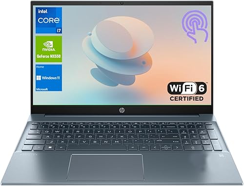 HP Laptop Pavilion 2023, pantalla táctil FHD de 15.6 pulgadas, procesador Intel Core i7-1355U, NVIDIA GeForce MX550, 16 GB RAM, 512 GB SSD, Wi-Fi 6,