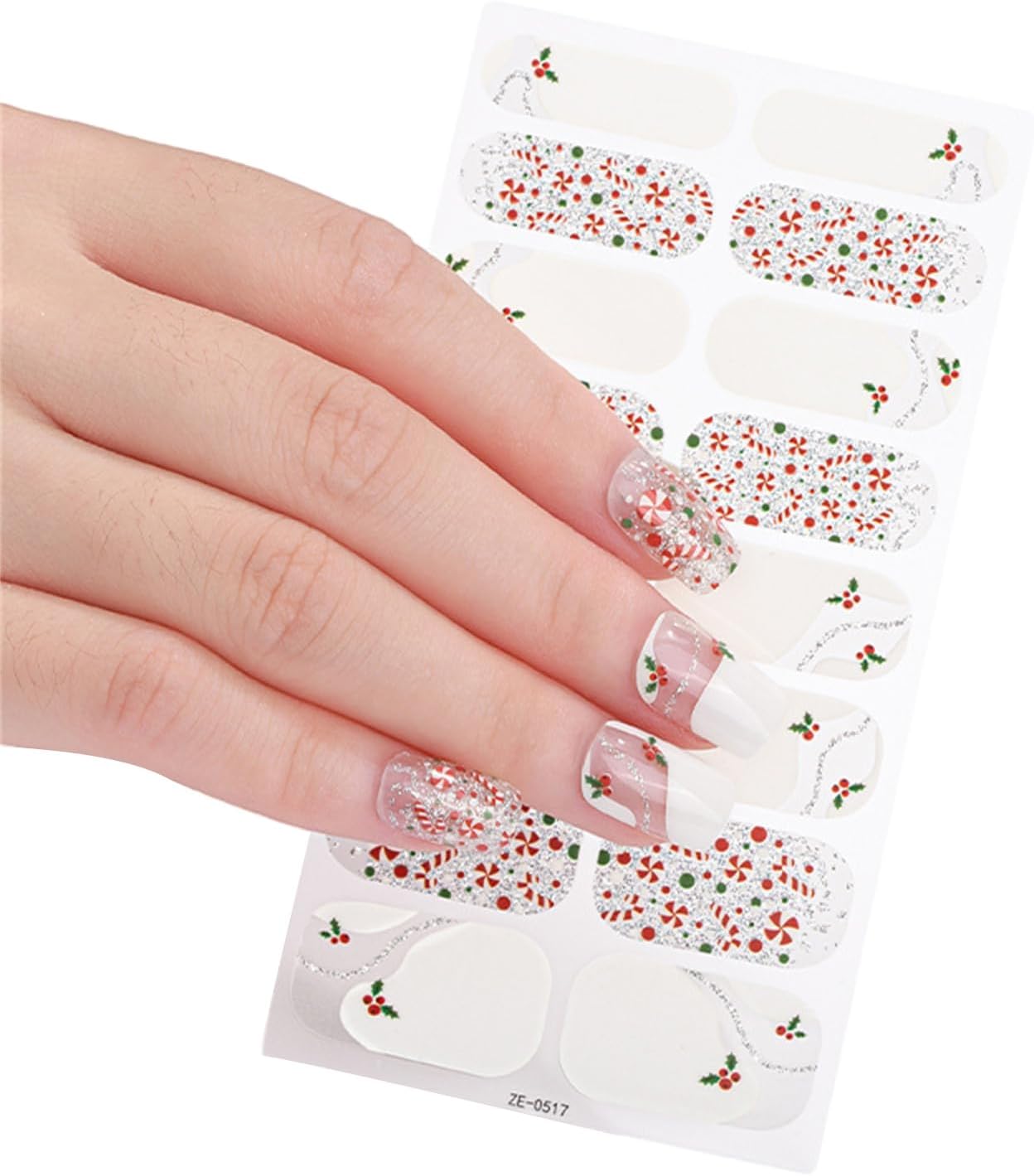 16 Strips Christmas Nail Wraps Stickers Strips Self-Adhesive Full Wraps for DIY Nail Art Decals Decoration Strips Party Decor Supplies DIY Nail Art Stickers Nail Art Crafts image 4