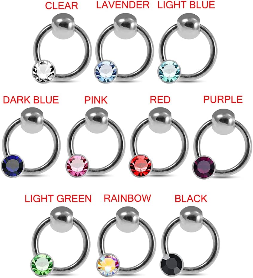 Round Crystal Stone on Moving on Ring 22 Gauge 925 Sterling Silver Ball End Nose Pin - Nose Stud - Tiny Nose Ring - Nose Piercing Body Jewelry