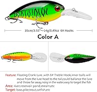 Vista 8 de Minnow Lures Popper Set Crankbaits, Cebos duros de pesca, con gancho agudo, Swimbaits Boat Topwater Señuelos, para trucha lubina perca