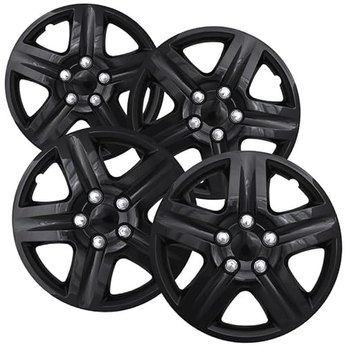 Oxgord Hubcaps Wheel Covers - (Set Of 4) Hub Caps Wheels Rim Cover - Car Accessories Silver Hubcap Standard Steel Rims - Snap On Auto Tire Replacement Exterior Cap (Ice Black, 16 Inch) #TOP7