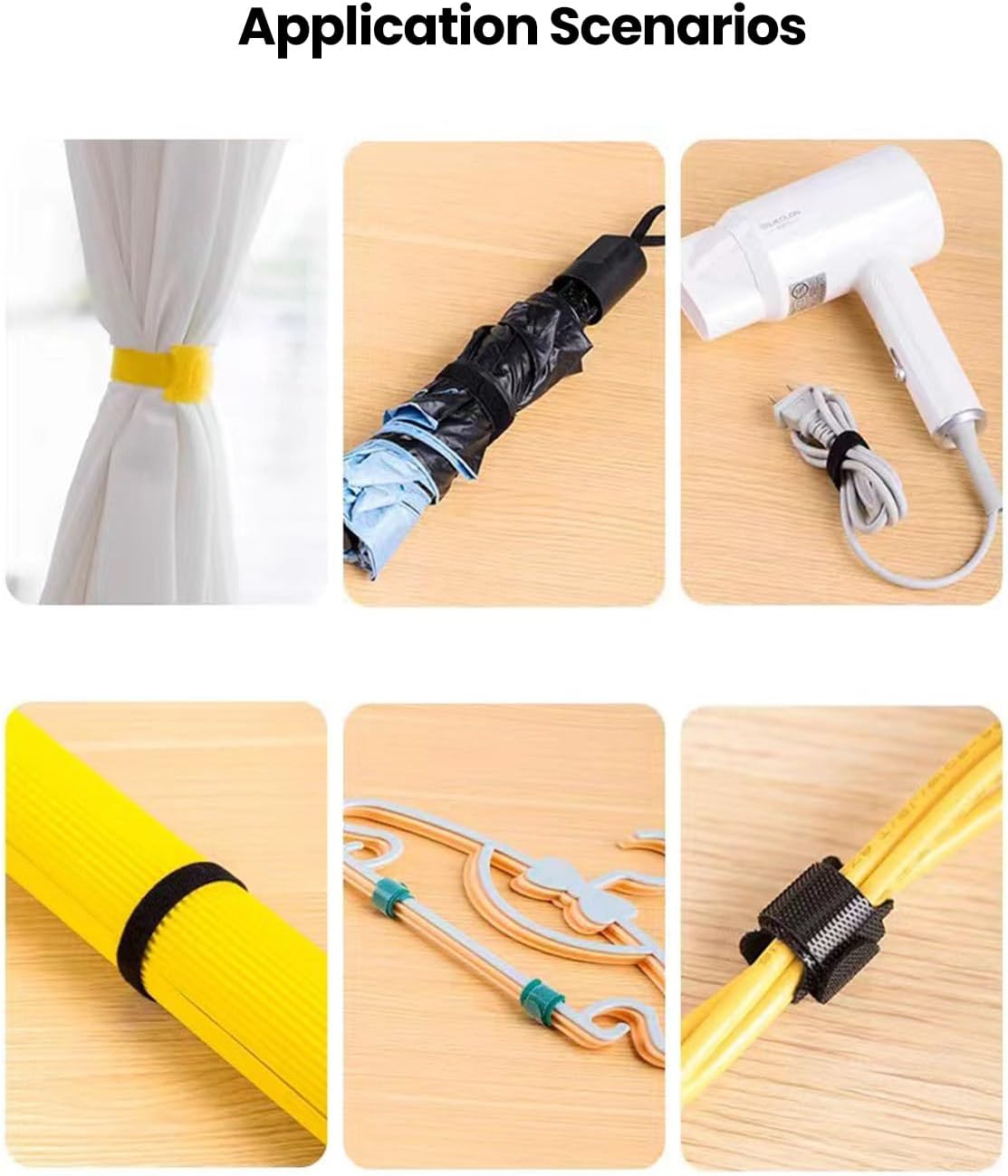 60 PCS Reusable Cable Ties, Multi-Color Hook and Loop Fastening Straps, Adjustable Cord Organizers for Home, Office, and Outdoor Use-12x150mm