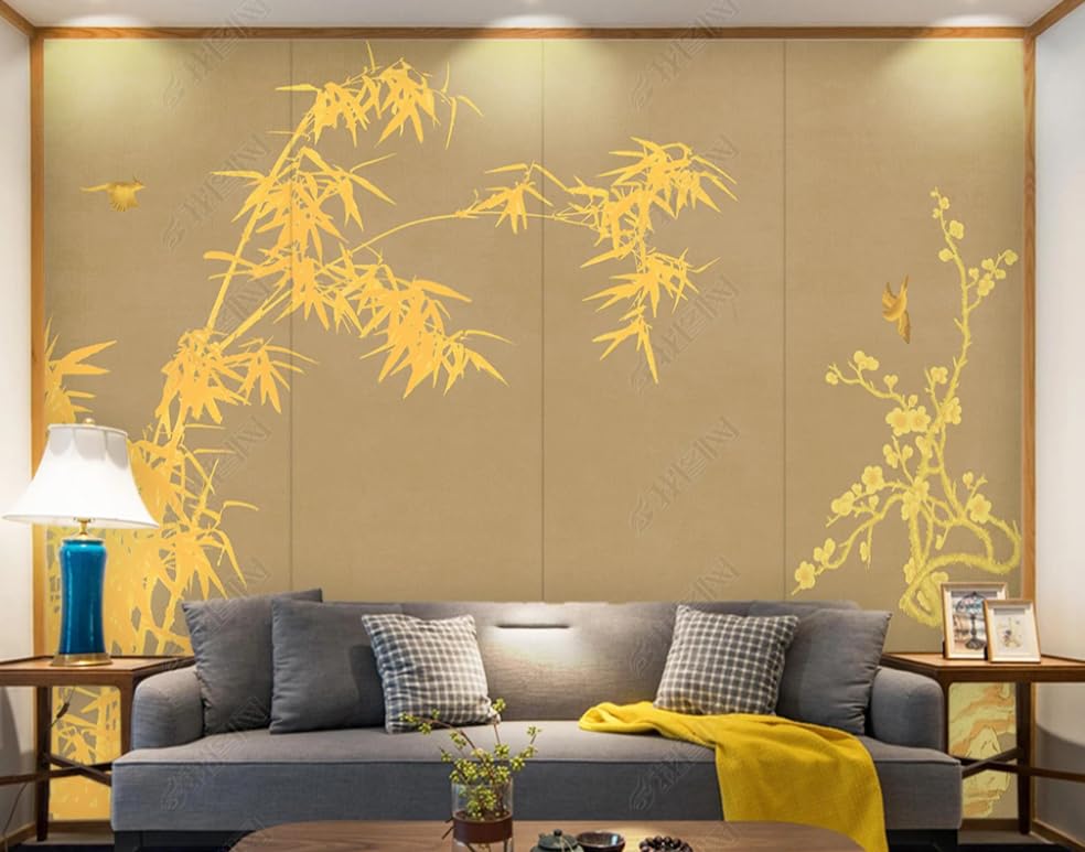 Papier Peint Intissé bambou pour habiller un grand mur blanc de salon