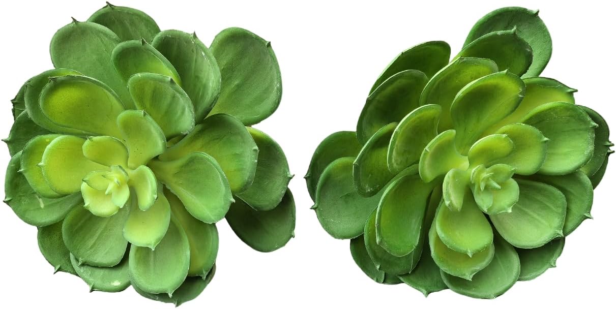 2Pcs Artificial Succulent Plants, Lotus Flower Realistic Fake Succulents, Fake Plant for Garden Arrangement Decor, Green