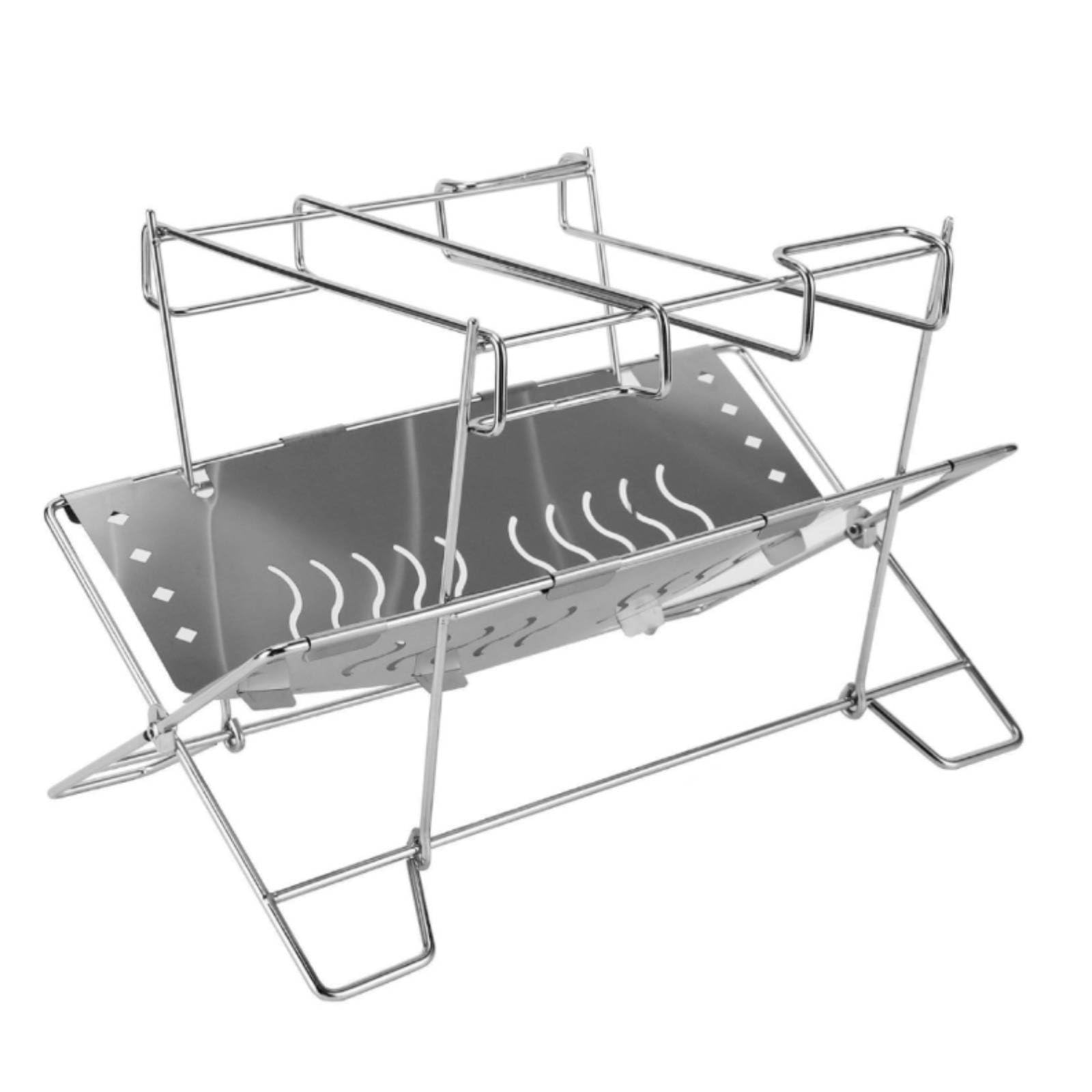 Foldable Folding Stainless Steel Fire Bowl Multi-Use Portable Fire Bowl Grill Stable Folding Campfire Grill, Barbecue Grill-image-20