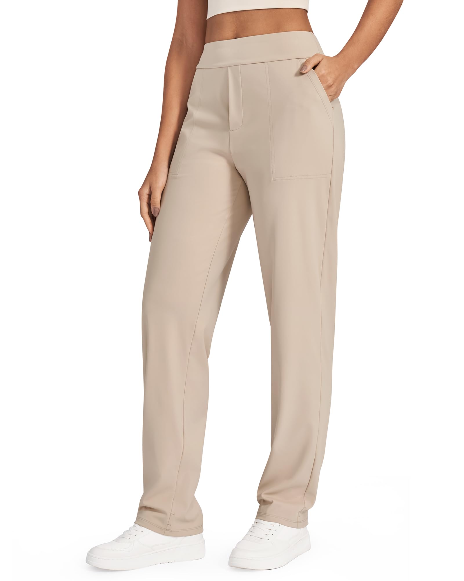 G4Free ShiftReady Pantalon de yoga taille haute pour femme avec poches Coupe droite Pantalon décontracté 71,1 cm/76,2 cm/81,3 cm
