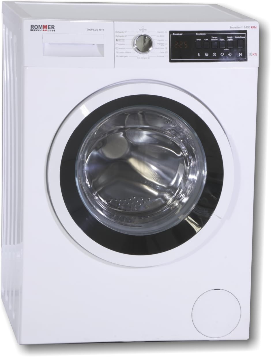 LAVADORA ROMMER DIGIPLUS 1410 INVERTER - 10KG. 1400 RPM. Color frontal blanco. Clasificación energética A.