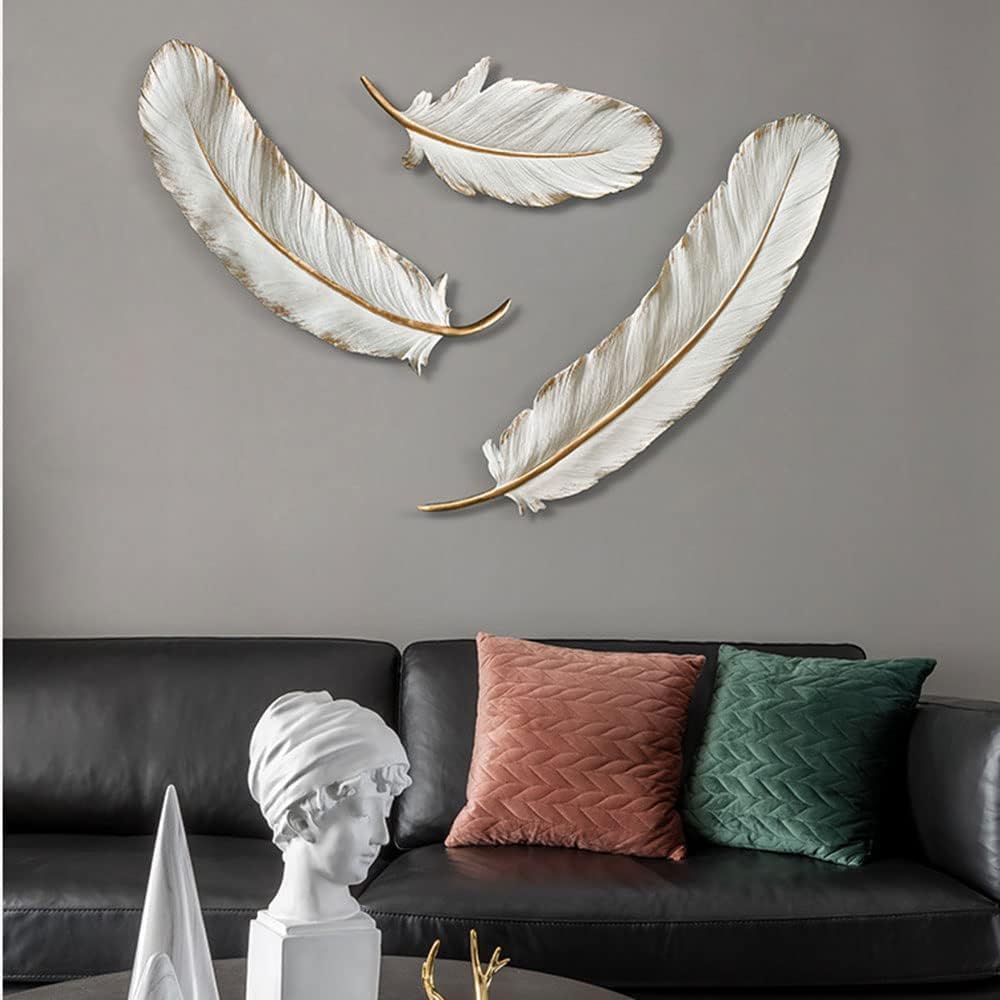 Décoration murale plumes 3D suspendu stéréo pour ambiance salon maison et hôtel