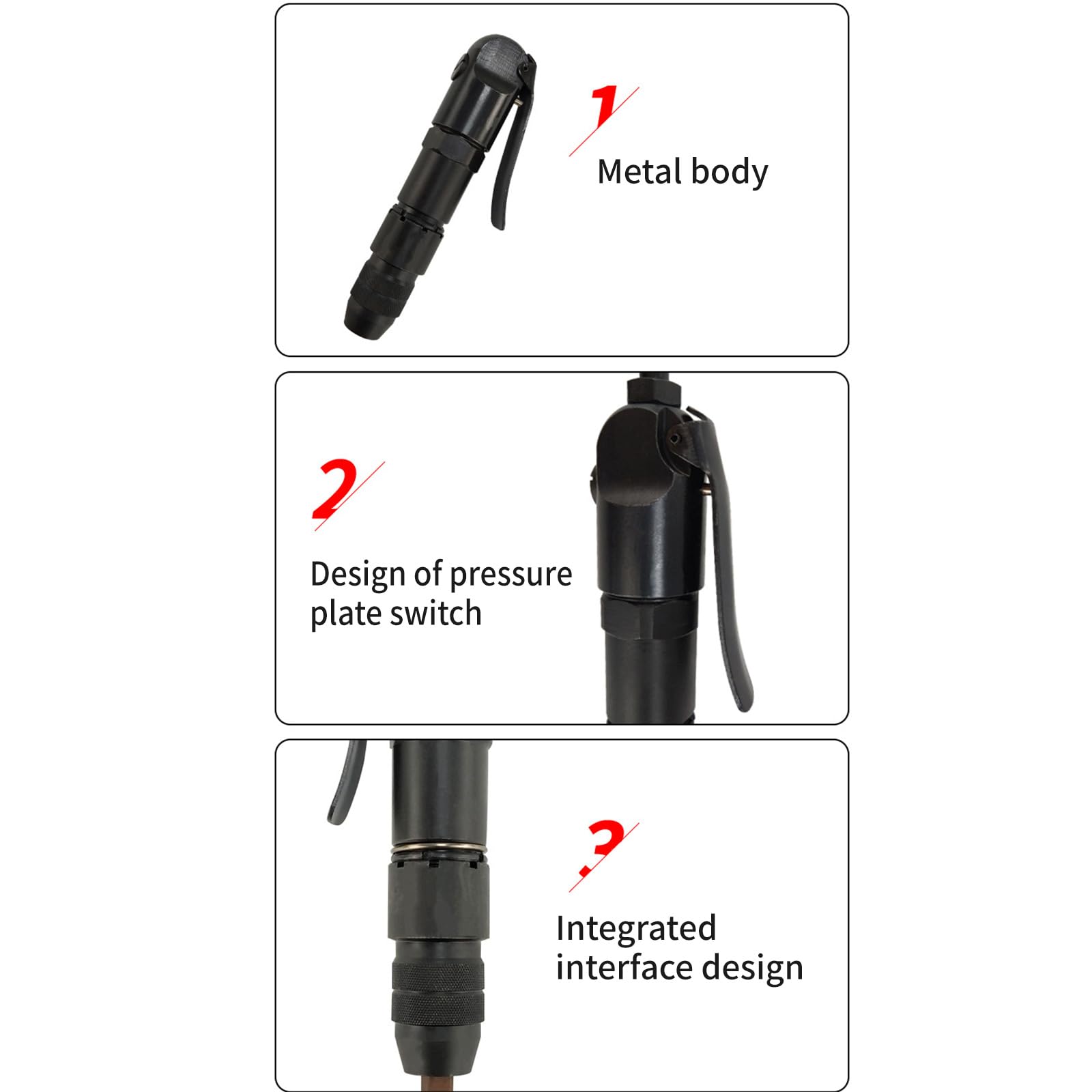 Práctica herramienta escaladora accionada por aire con presión de trabajo de 0, 6 Ideal para limpieza de piezas fundidas y eliminación de costuras de soldadura Rascador de aire Nionslip