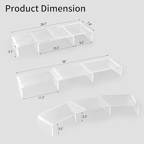 Miniatura 7 de Elevador de soporte de monitor doble, elevador de acrílico de alta calidad para escritorio, ángulo ajustable, 3 estantes organizador de escritorio