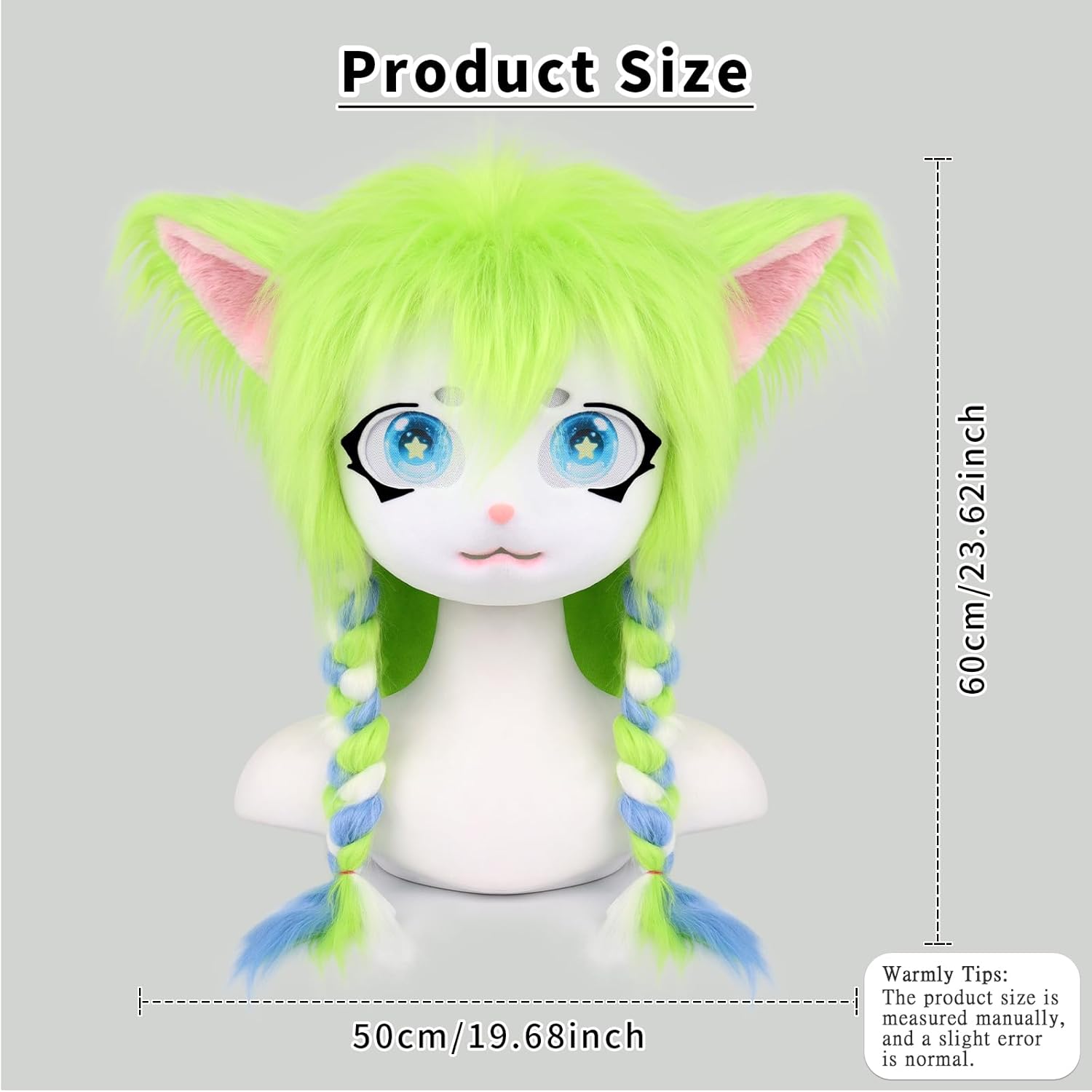 JUNBOON Cute Plush Cat Hat Fluffy Ear Headwear Winter Warm Earmuffs Head Mask Halloween Cosplay Accessory