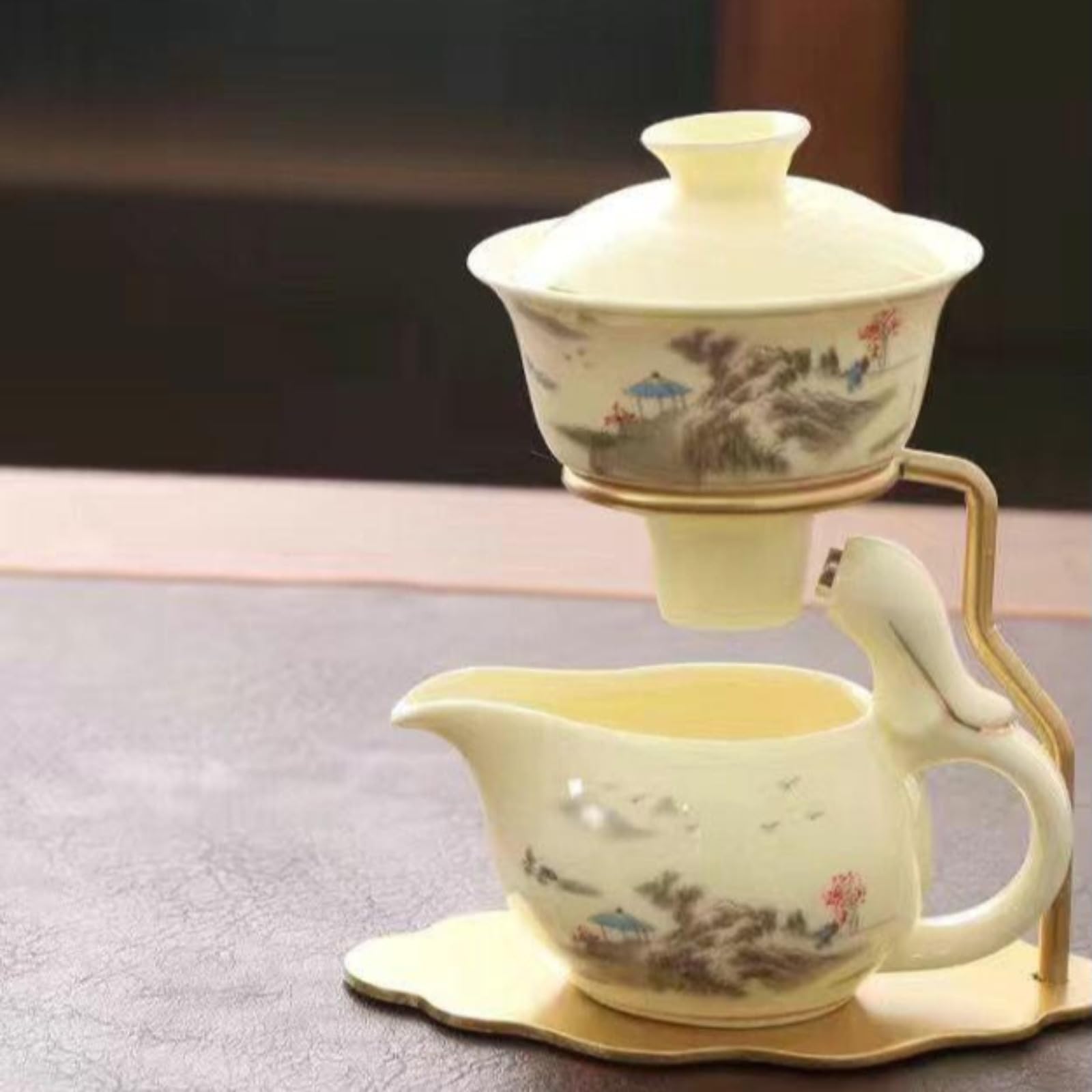 Infuseur à thé semi-automatique 145 ml en céramique avec système de filtration magnétique