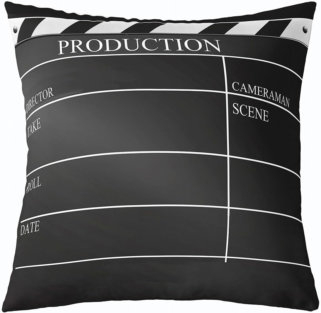 Feelyou Vintage Cinema Movie Theater Throw Pillow Covers 22"x22" Set of 2 Soft Movie Theater Cushion Covers for for Couch Sofa Old Fashion Home Decor Decorative Pillowcases Outdoor Pillows Covers
