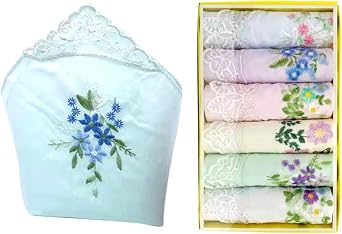 Boxed Ladies Handkerchiefs, Embroidery Women Cotton Handkerchiefs Vintage Floral Lace Hankies 100% soft Cotton Handkerchief