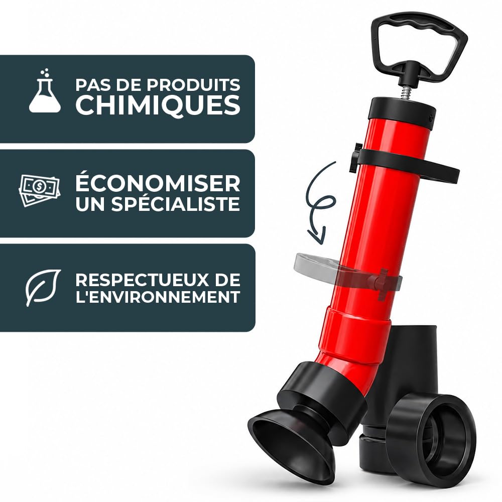 Meisterfaktur déboucheur à pompe [2L] - Pistolet deboucheur canalisation pour un nettoyage efficace des tuyaux - Pompe deboucheur canalisation idéal pour la cuisine, la salle de bain & les toilettes !