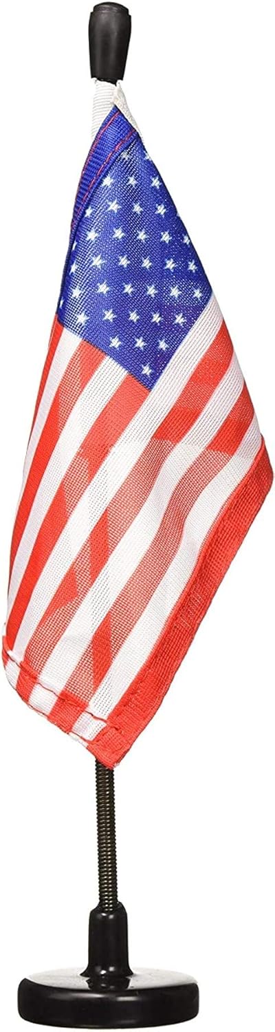 USA 4" x 6" Flag with Magnetic Base and 11" Tall Flexible Steel Pole