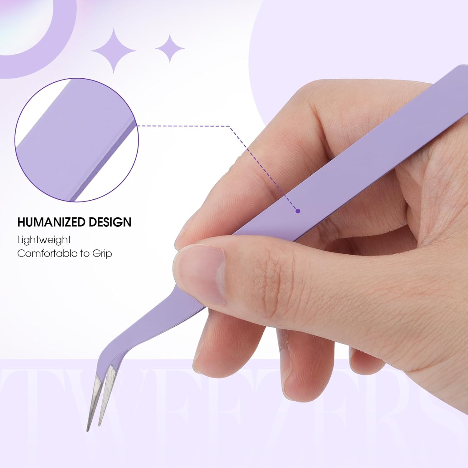 WENDY DIY Professional Eyelash Tweezers-Stainless Steel Lash Applicator Tool for False Eyelashes, Precision Fiber Tip Grip Mega Volume Lash Tweezers Eyelid Tape & Extensions - Image 3