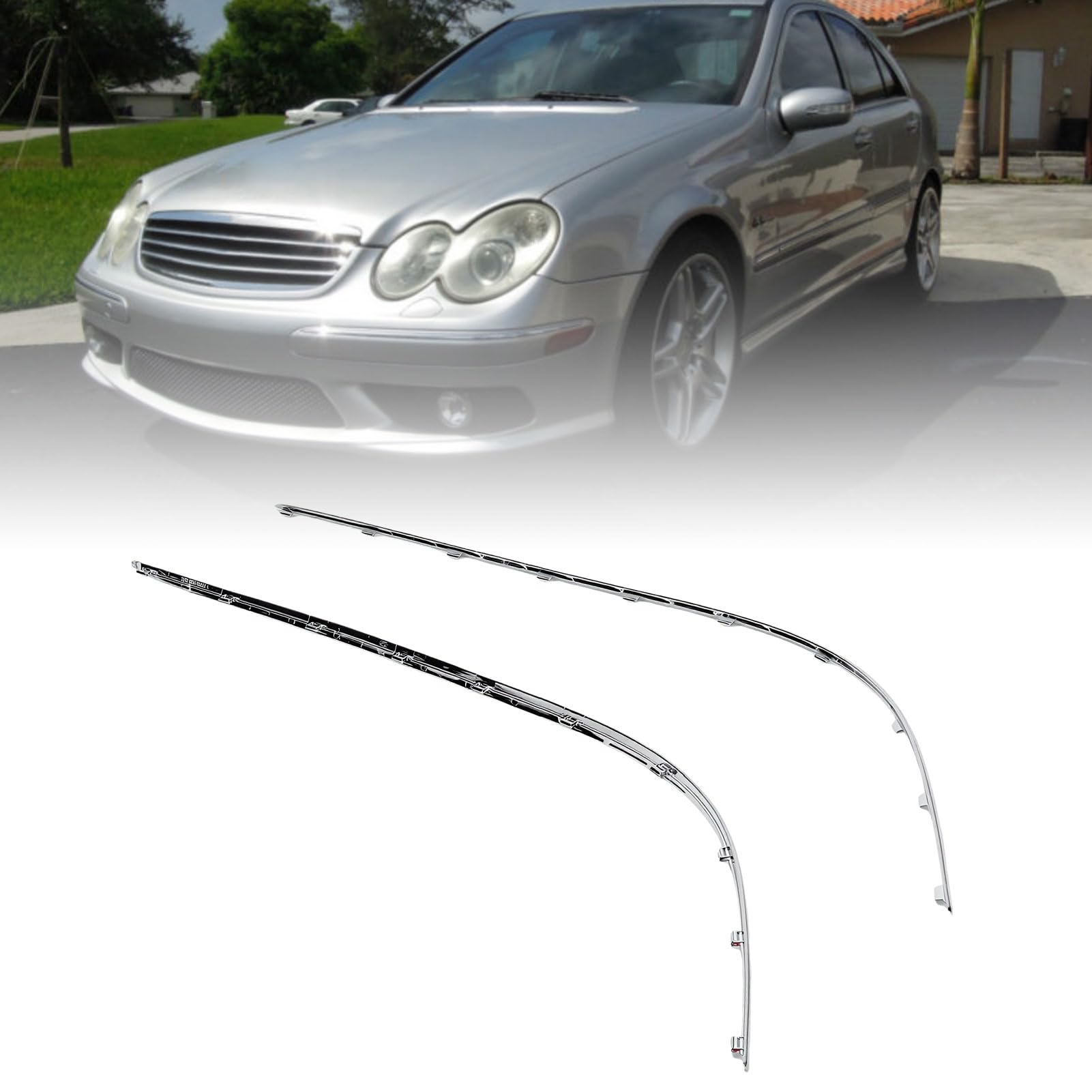 Modanatura Rivestimento Paraurti Anteriore per Restauratore Estetico Auto Classe CLK 2003-2006 2 Pezzi