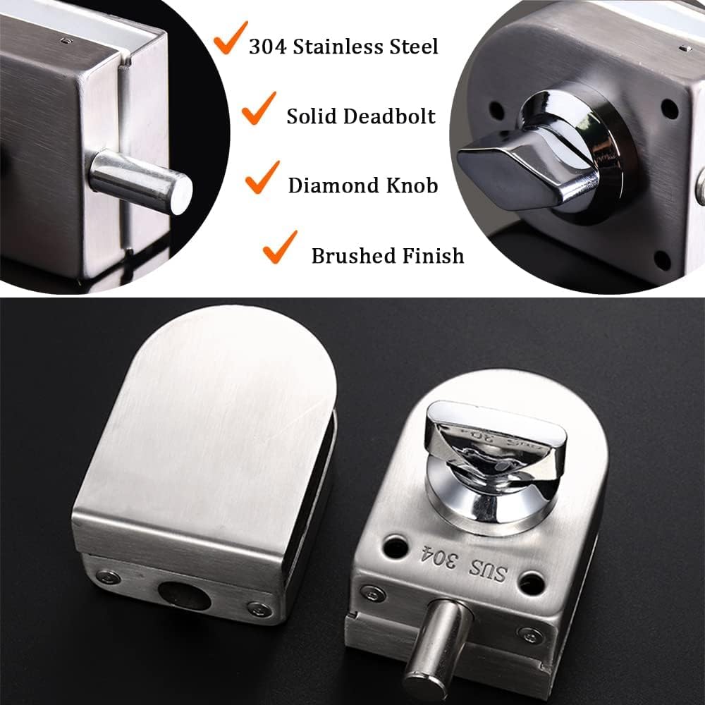 YDT GROUPS Glass Door Lock, SS Frameless Open Anti Theft Security Knob Lock for Home, Office and Bathroom 5 Years Warranty. (Oval) 3