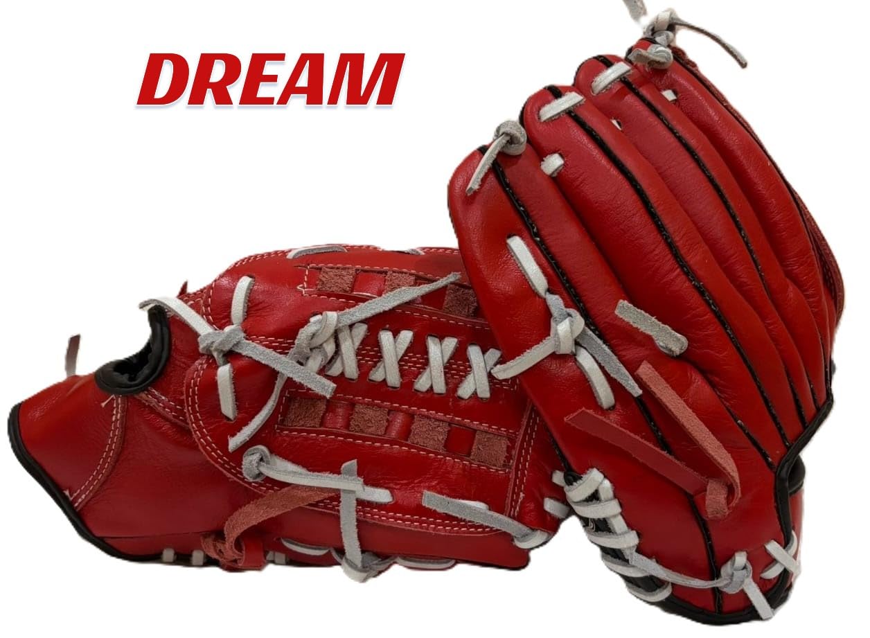 GDON Softball and Baseball Leather Left Hand Glove Color Red 1