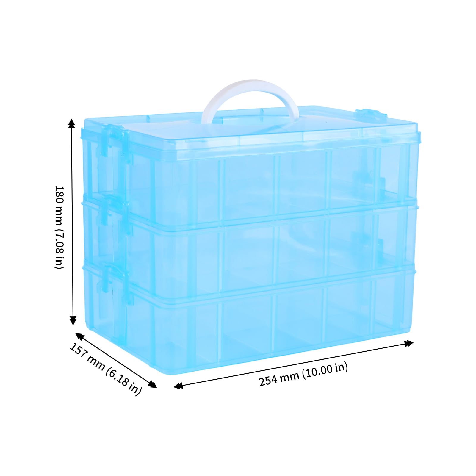 Set di 2 Scatole di Assortimento a 3 Ripiani, 30 Scomparti, Trasparenti