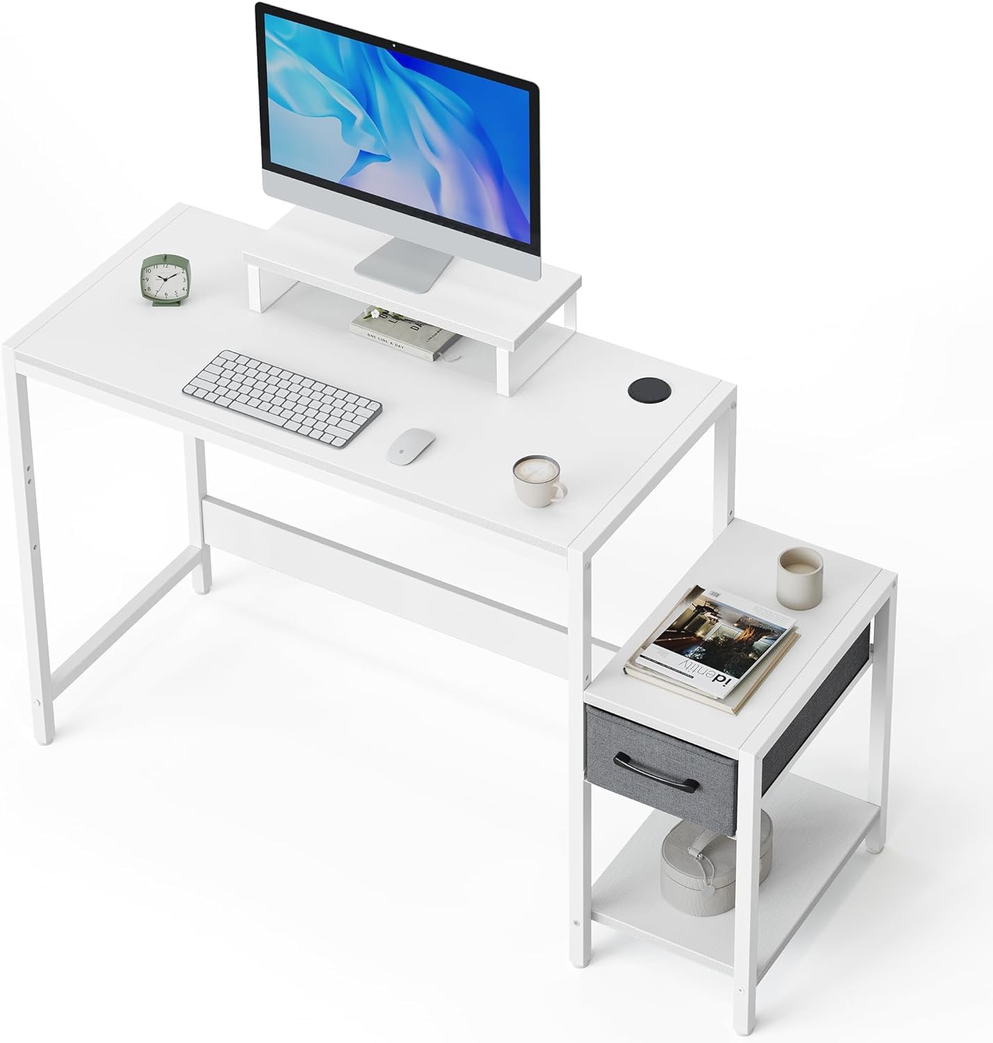 CubiCubi l字デスク 幅100cm パソコンデスク 机 ラック付きデスク 右棚