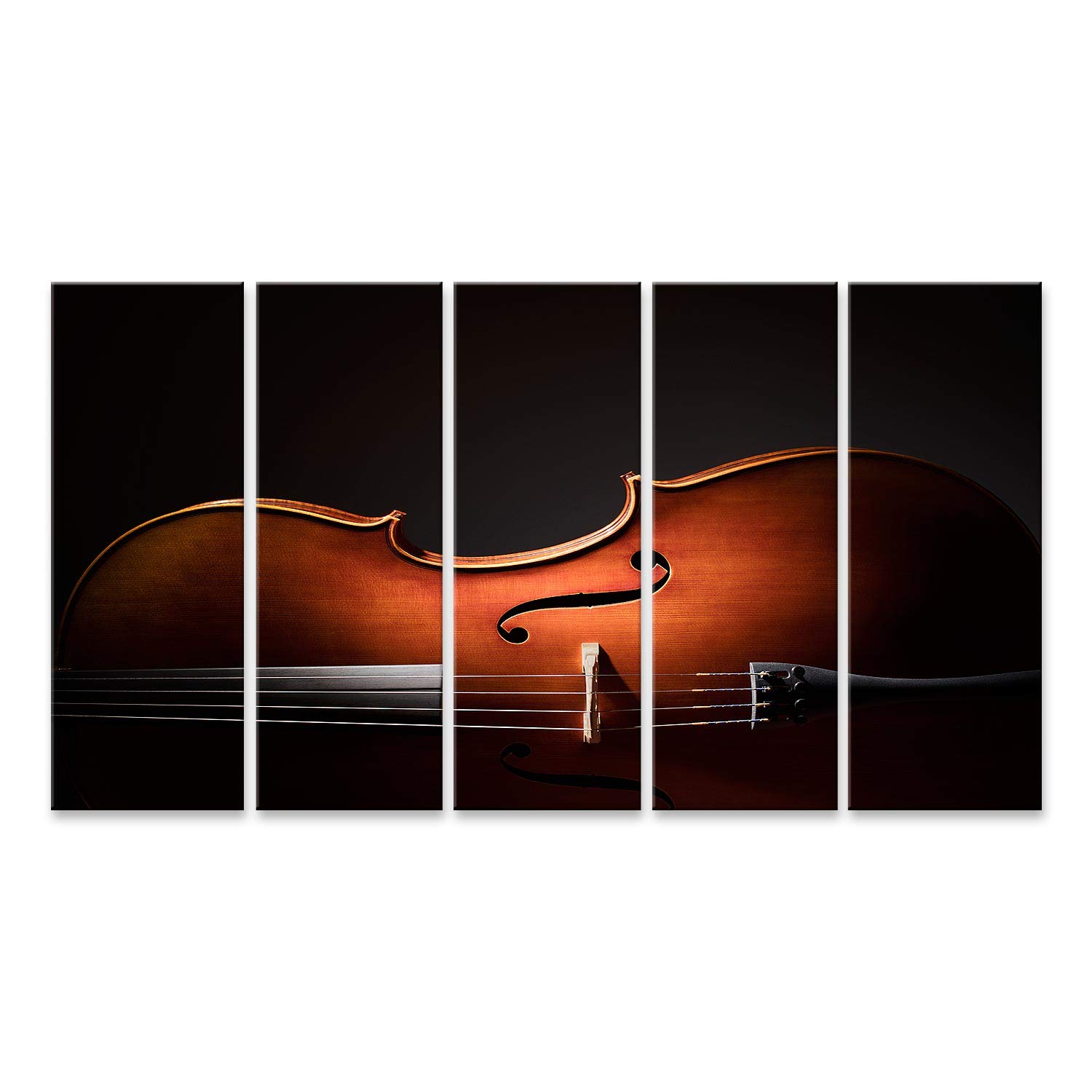 islandburner Bild auf Leinwand Silhouette eines Cellos auf schwarzem Hintergrund mit Kopierraum für Musik Konzept Wandbild Leinwandbild Bilder für Wohnzimmer GBYB-5P