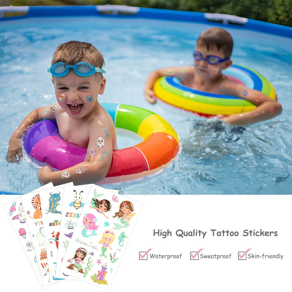 ACWOO Tatuaggi Temporanei per Bambini 30 Fogli, 6 Stili Luminosi Tatuaggi Temporanei Stickers, per Bambini Adulti Regalini Fine Festa Compleann