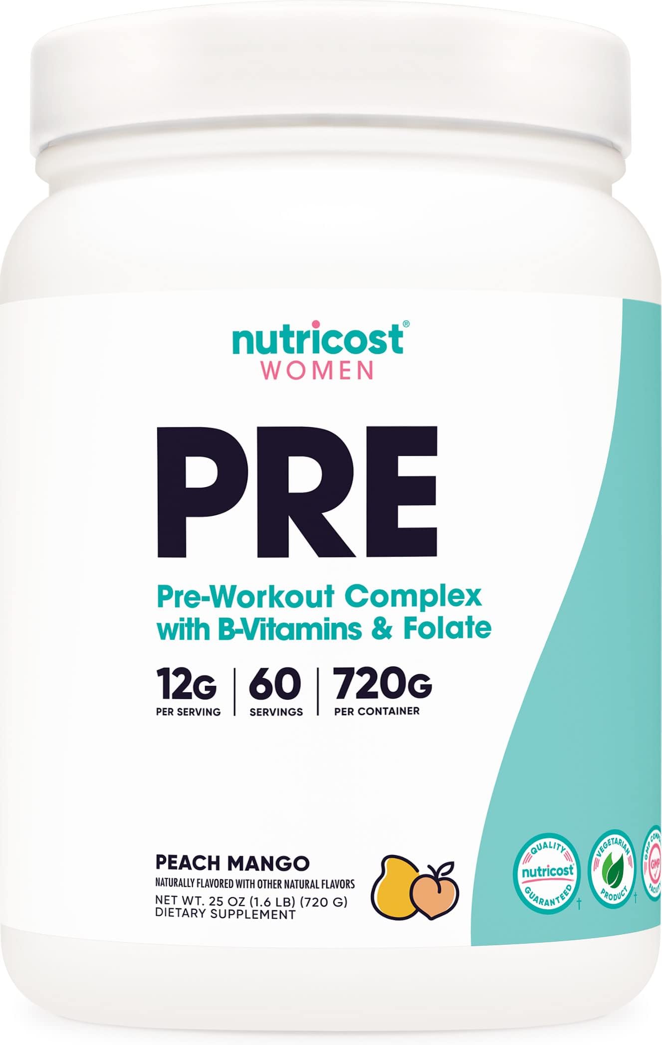 NutricostPre-Workout Powder for Women Peach Mango (60 Serv)
