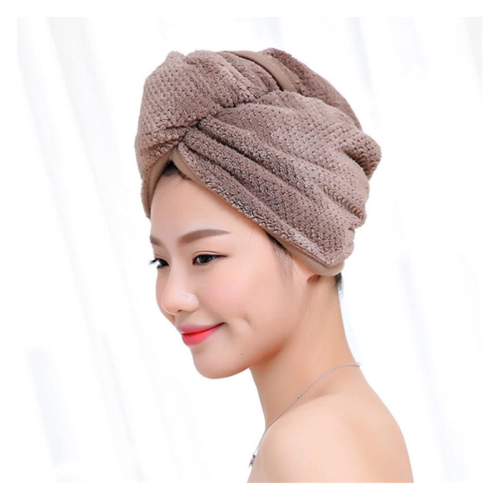 ręcznik do suszenia włosów mikrofibra do włosów szybkoschnąca suszarka do włosów ręcznik do owijania włosów czapka Quick Cap Turban Dry (kolor: kawa) (kawa)