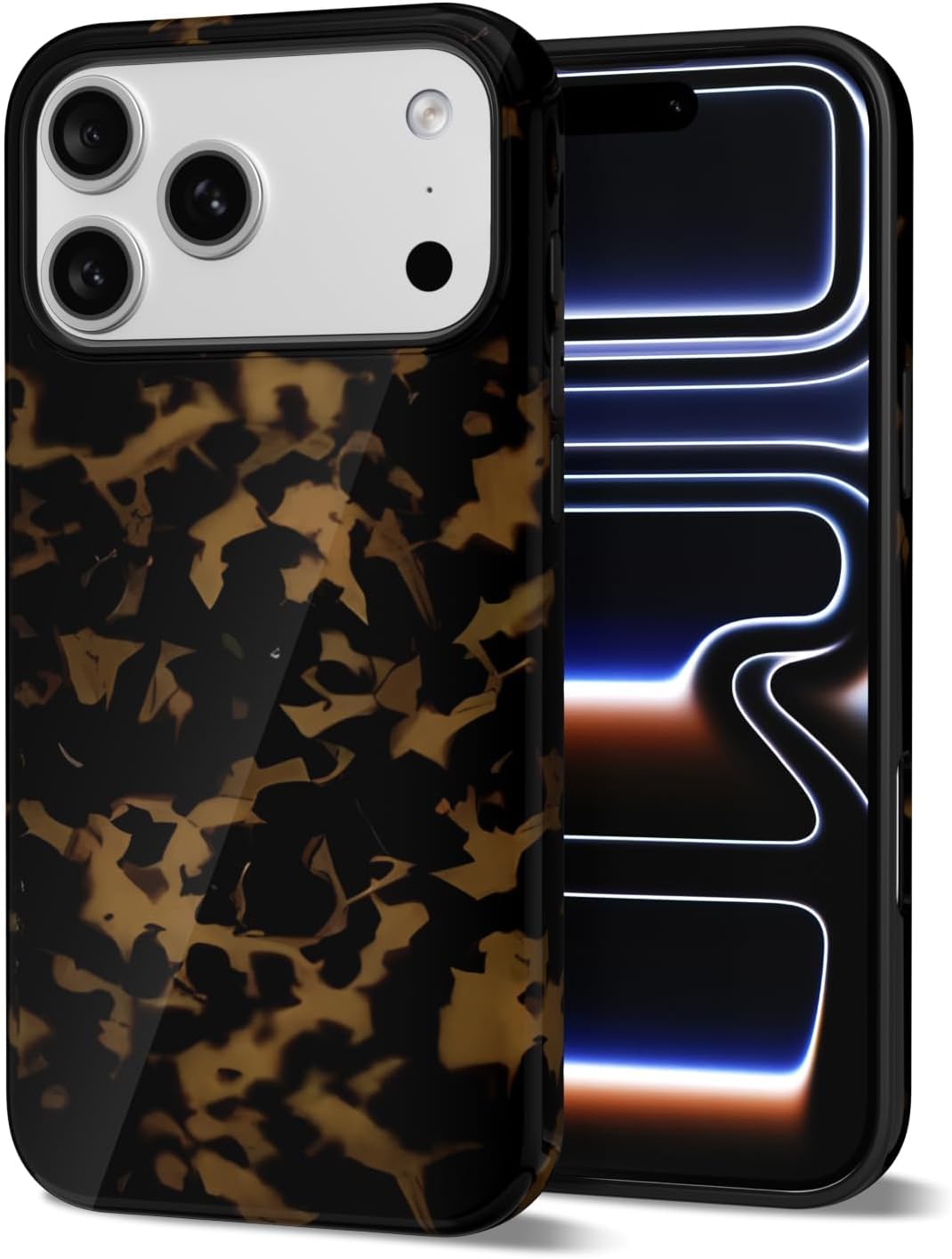 Tortoise Shell Phone Case for iPhone 17 Pro Max Case Girly, Cute Tortoise Case for Women, Luxury Trendy Retro Amber Pattern Animal Print Design, Aesthetic Y2k Turtle Hard Shell Plastic Cover