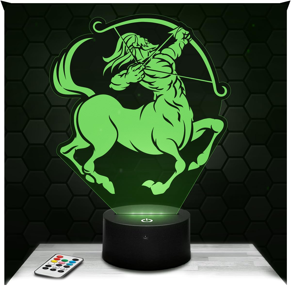 Lampephoto.fr - 3D Lamp Centaur Gift Centaur Greek Mythology Horse-Man, Touch LED Night Light, 3D Hologram Effect, Christmas Birthday Gift Idea for Boy or Girl, Room Decoration Object
