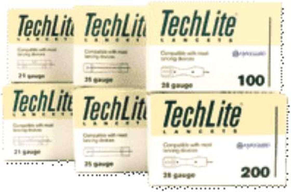 Arkray Techlite Lancets 28G - Box of 100 - Model 880128, compatible with most lancing devices