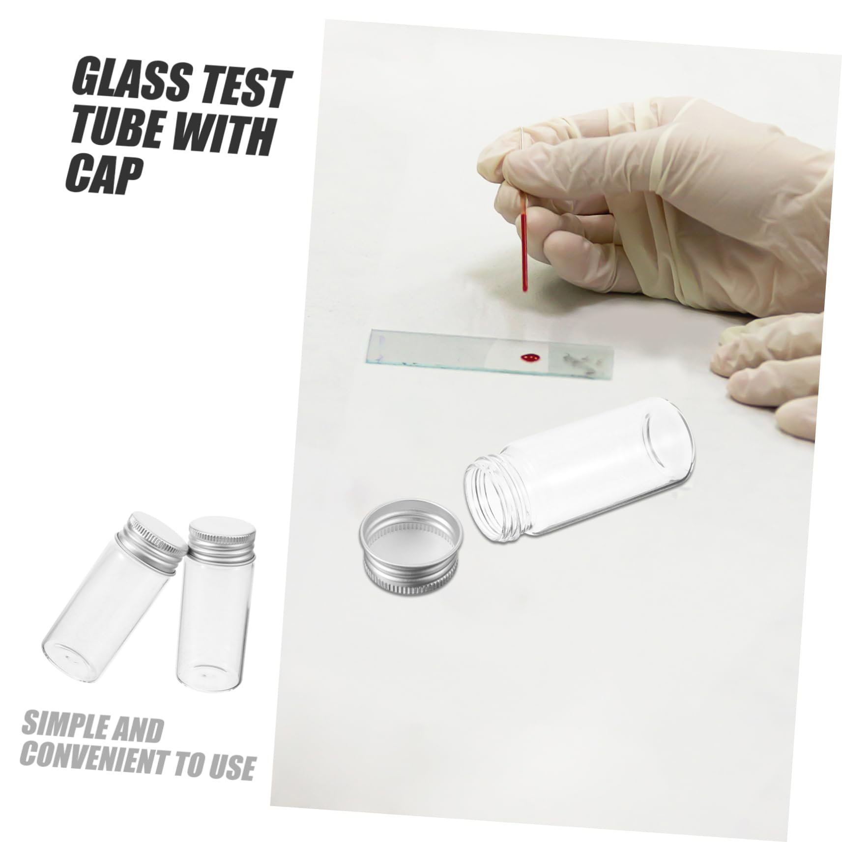 TOPBATHY 2 Series Botella Sellada por Tubo De Ensayo Pequeño Tapa Prueba Hermético Tubos Tubos De Ensayo De Laboratorio Claro Tubos Vacios Tubos De Ensayo Anchos Vidrio Piezas*2