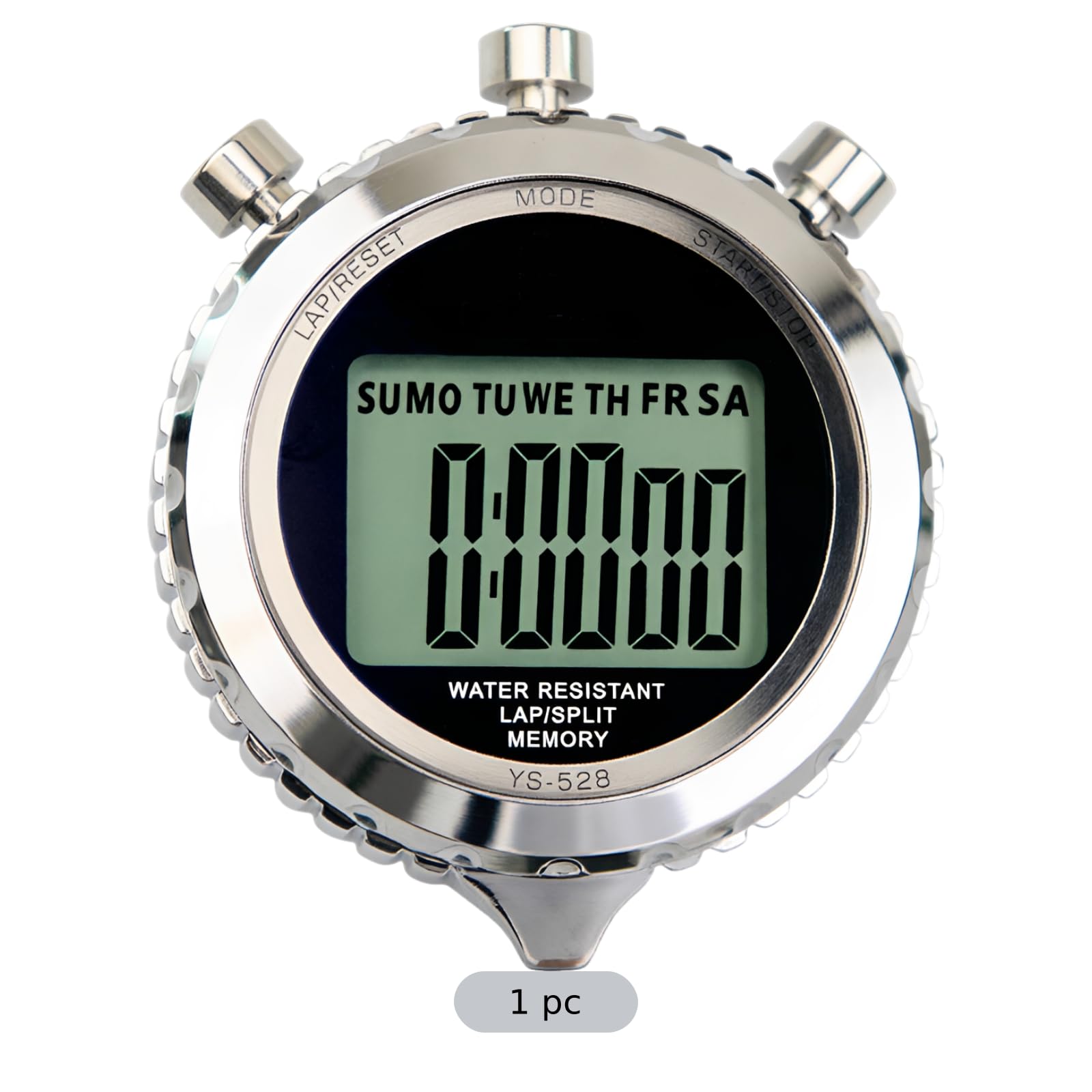 YS-528 - Cronometro digitale sportivo in lega di zinco con retroilluminazione, impermeabile, funzione split e round con memoria, tasti singoli per corsa, arbitro, allenamento