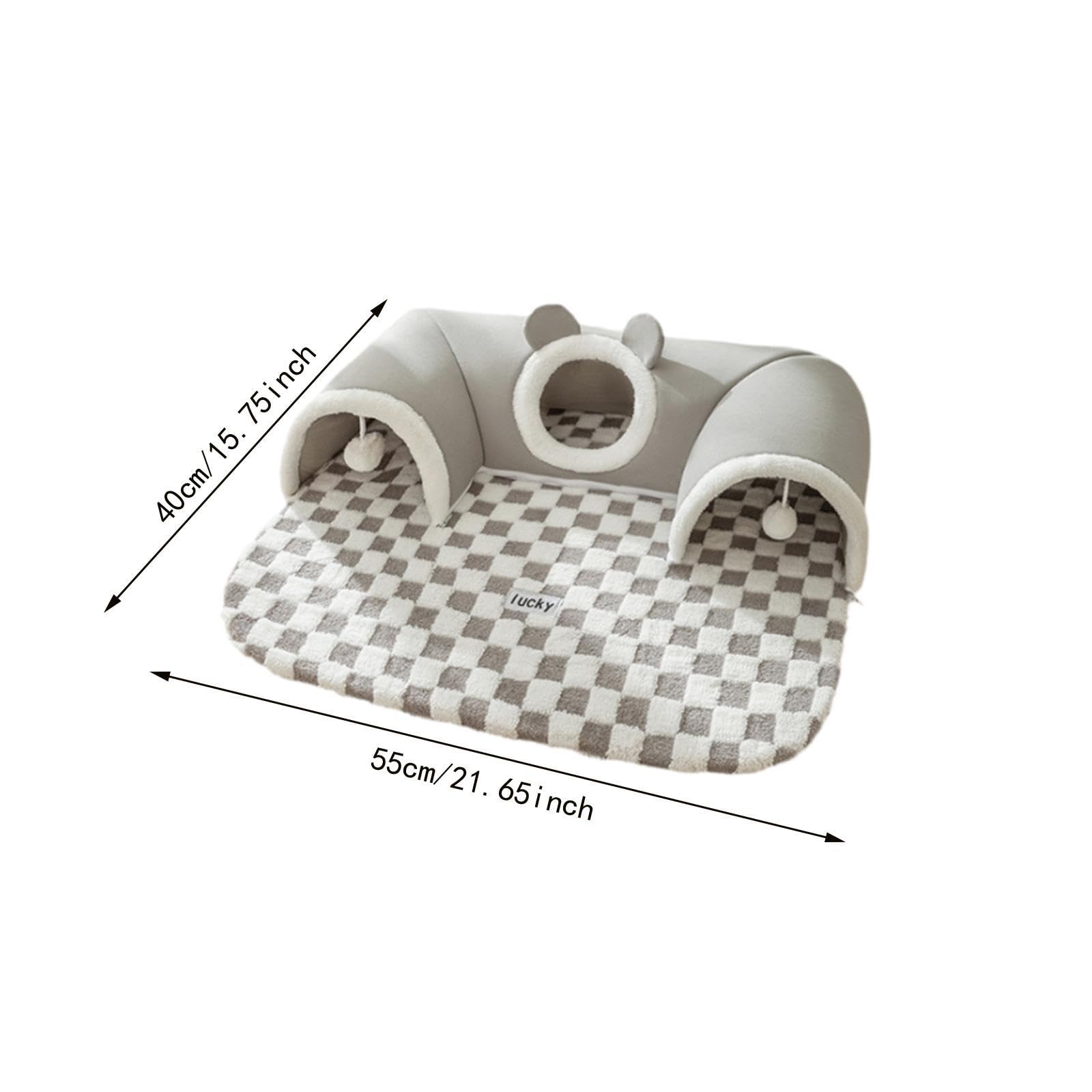 Letto a Tunnel per Gatti, Tubo per Gatti con Letto, Tunnel Rimovibile per Piccoli Animali, Centro attività per Gatti, per Criceti, Gatti da Interno, Grigio S